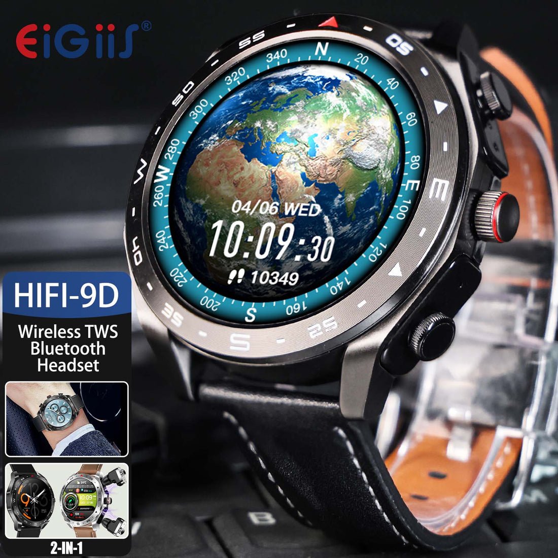 Haino Teko ST-5 Smart Watch with TWS Earbuds – Military Design