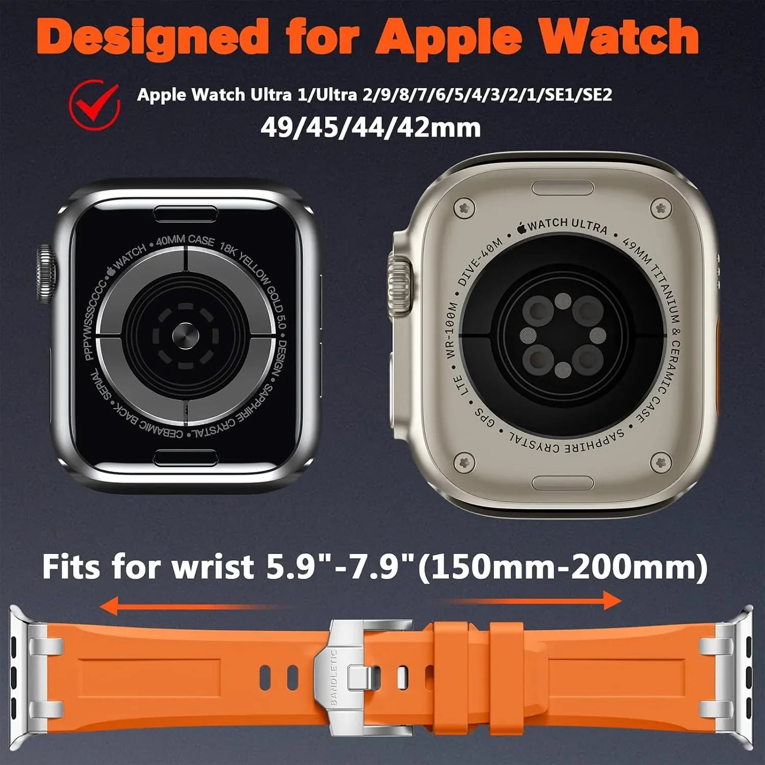 Replacement Straps for Apple Watch Ultra 2 (42–49mm) – Adjustable Band