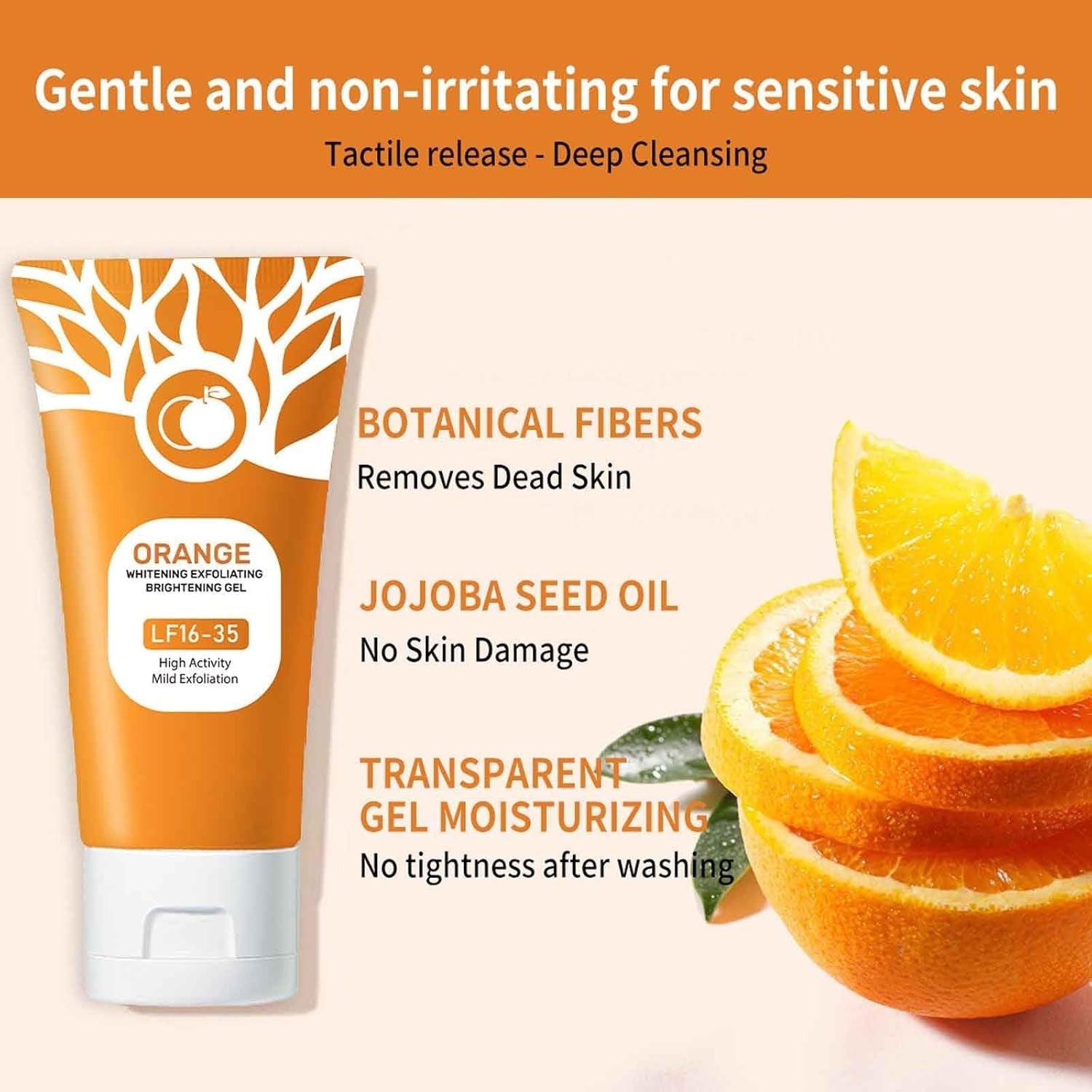 Orange Brightening Exfoliating Gel – Gentle Face Peel Scrub
