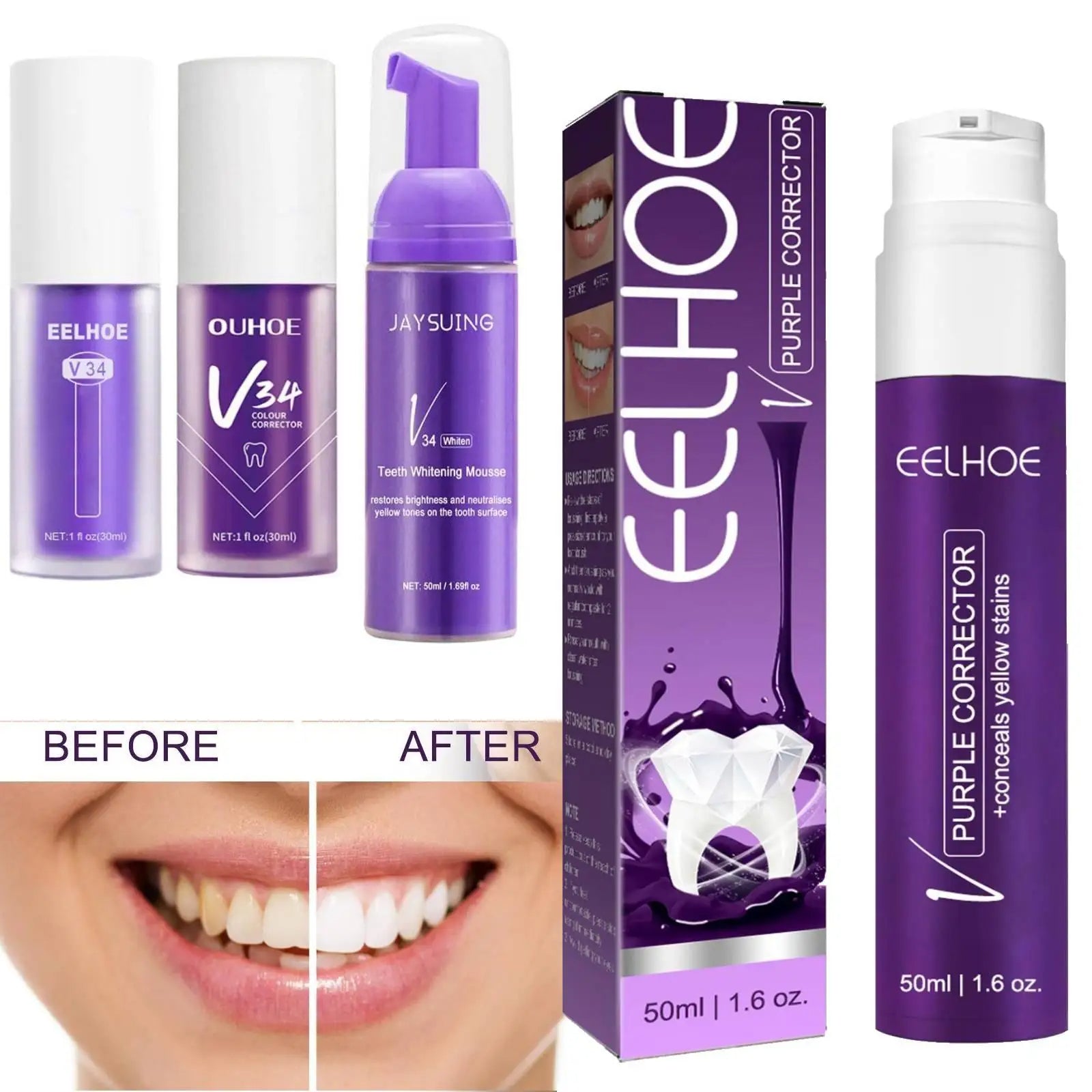 EELHOE Purple Whitening Toothpaste – Stain Removal Formula
