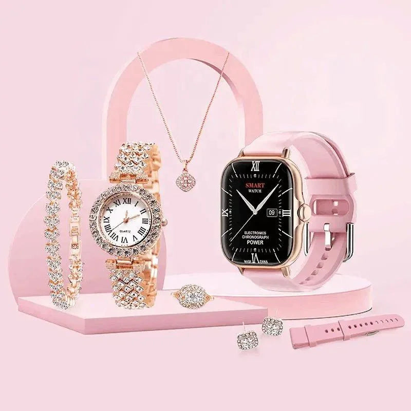 A58 5-in-1 Smart Watch – Fitness Tracker & Jewelry Gift Set