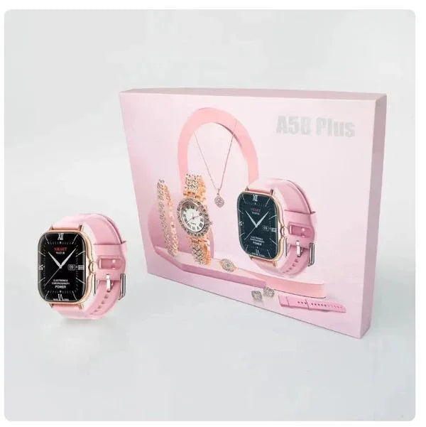 A58 5-in-1 Smart Watch – Fitness Tracker & Jewelry Gift Set