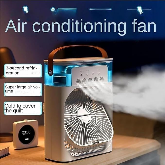 Portable Cooling Fan with Ice Compartment – Oscillating Mini AC