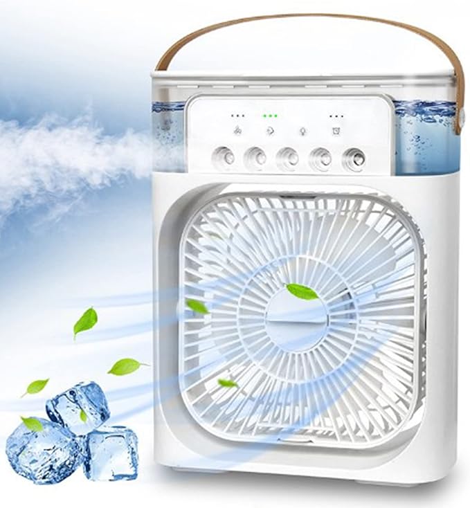 Portable Cooling Fan with Ice Compartment – Oscillating Mini AC