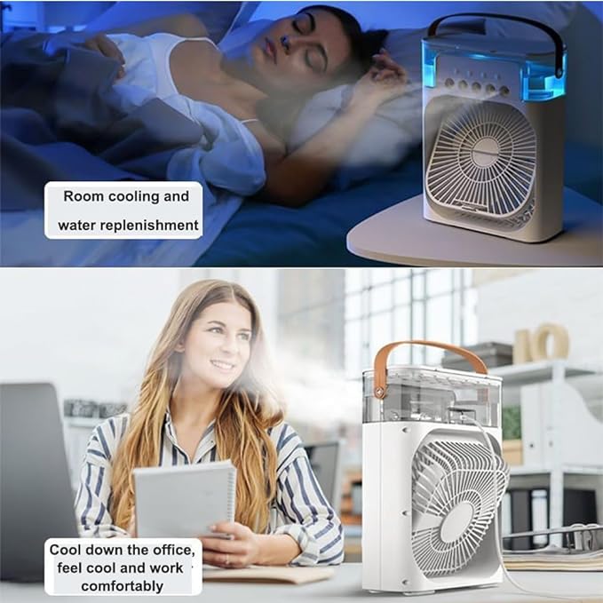 Portable Cooling Fan with Ice Compartment – Oscillating Mini AC