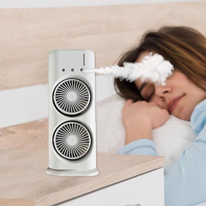 Double Ended Misting Spray Fan – Rechargeable Handheld Cooling Fan