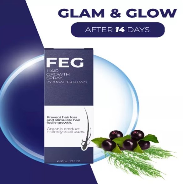 FEG Hair Growth Spray + Derma Roller Set (Pack of 2) – Men & Women