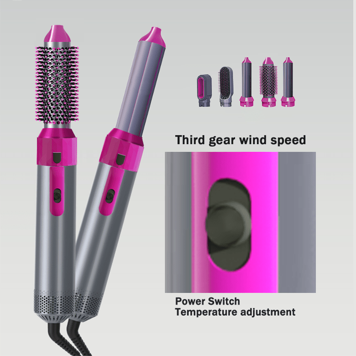 5-in-1 Hot Air Brush – Ceramic Styler for Volume & Curls