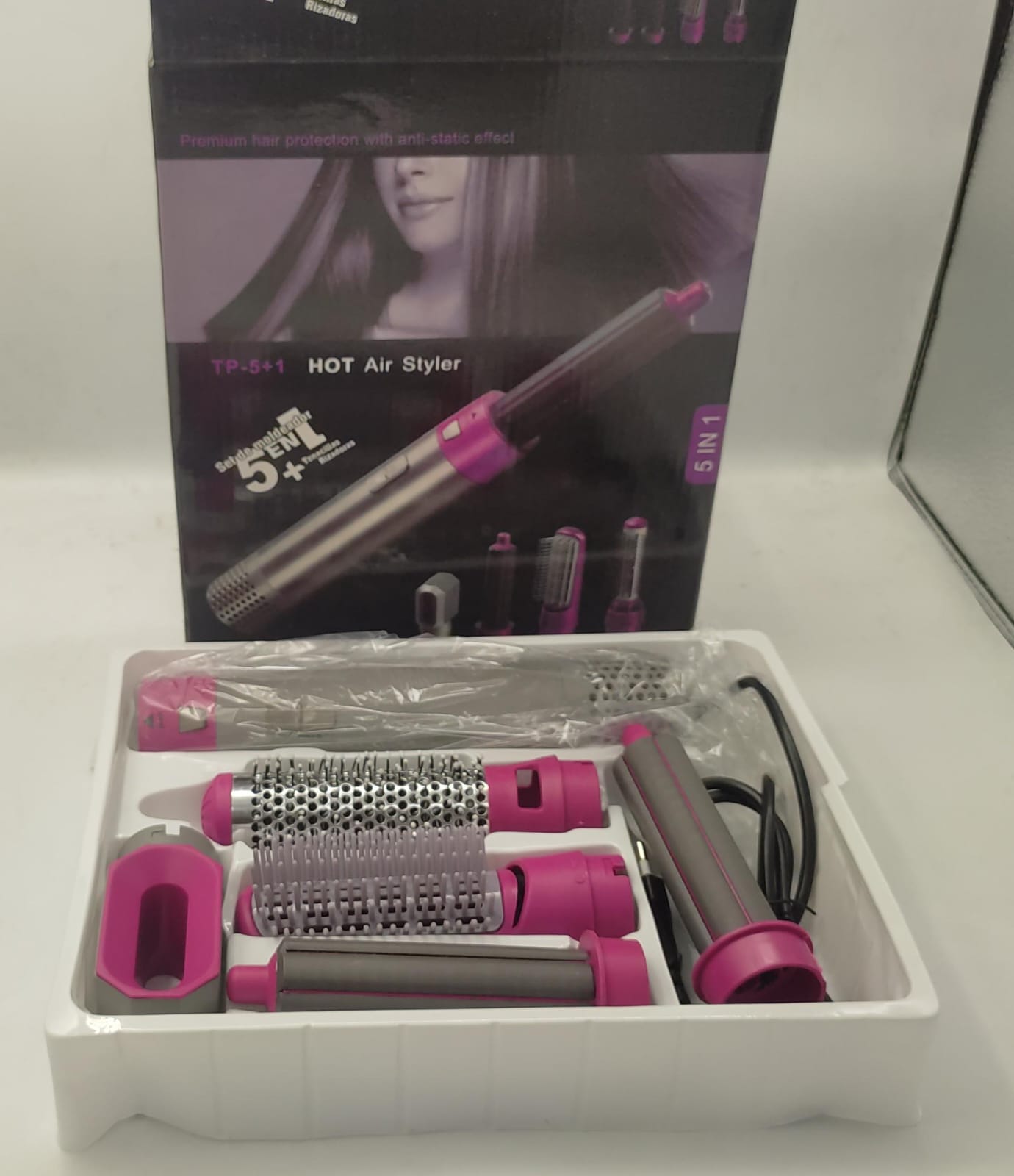 5-in-1 Hot Air Brush – Ceramic Styler for Volume & Curls