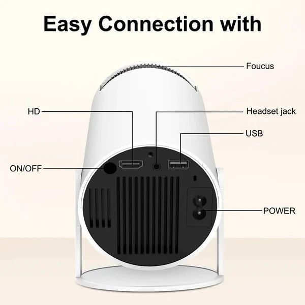 Mini Round Projector – 180° Rotating Portable Home Projector