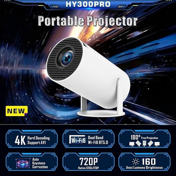 Mini Round Projector – 180° Rotating Portable Home Projector