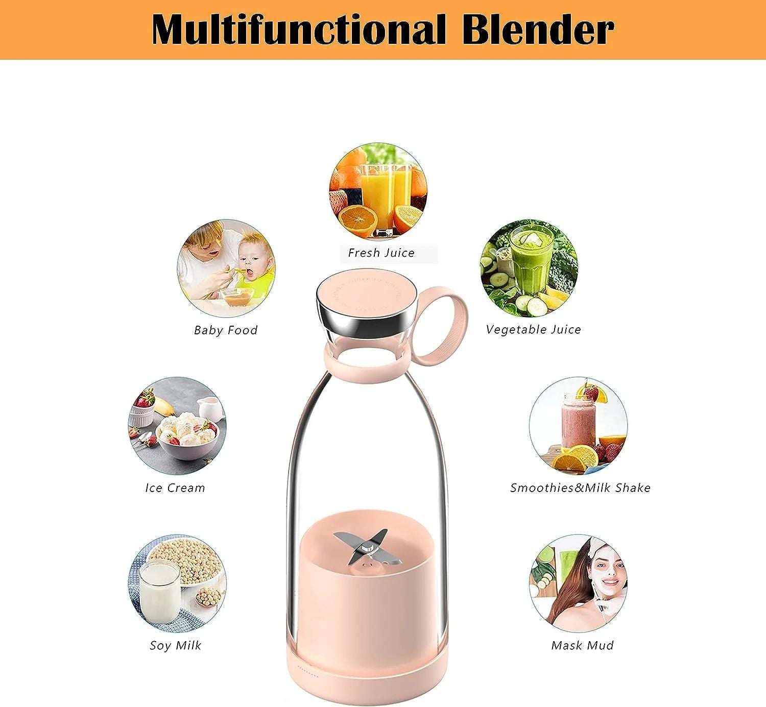 Portable Juicer Bottle – 350ml Personal Blender Cup