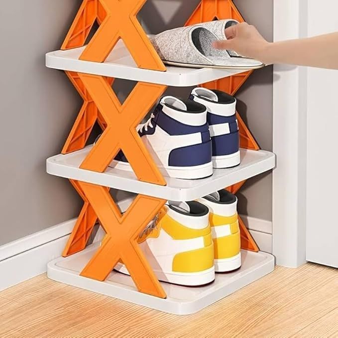 X-Shaped Folding Shoe Rack – 5-Tier Space-Saving Storage